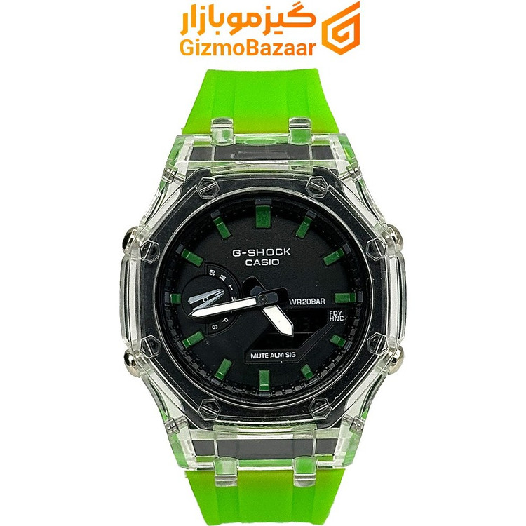 ساعت مچی کاسیو جی شاک GA-2100 بند پلی اورتان سبز